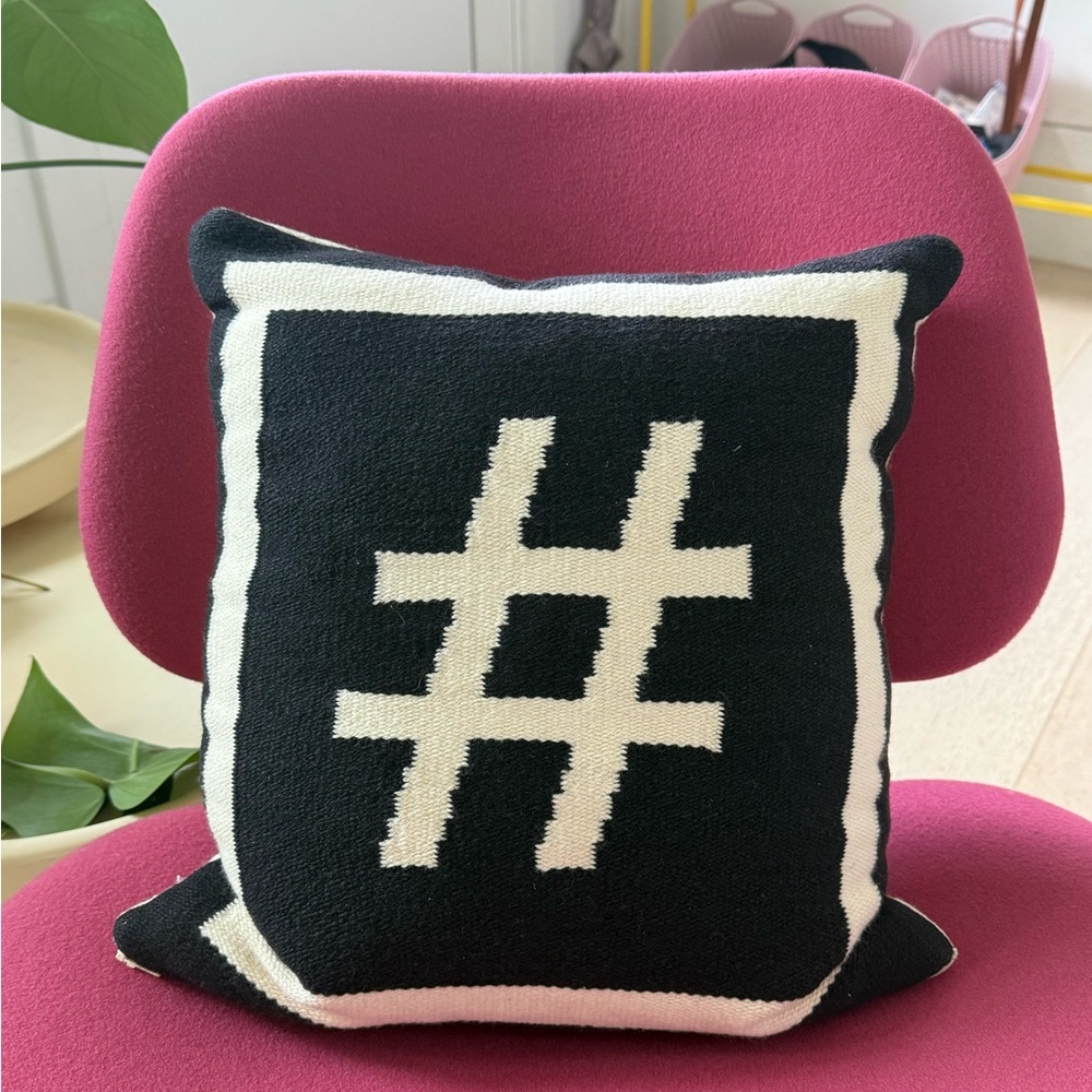 Jonathan Adler Black and White Hashtag Accent Pillow
